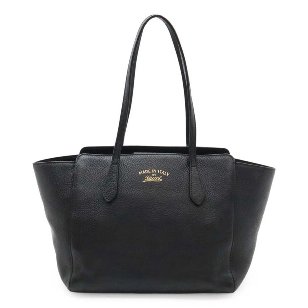 Gucci Leather Swing Tote Bag Black